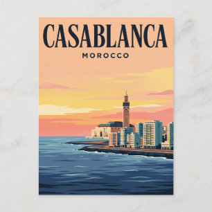 Cartão Postal de Viagem Antigo Casablanca, Marro