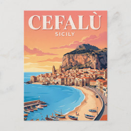 Cartão Postal de Viagem Antigo | Cefalù, Itália