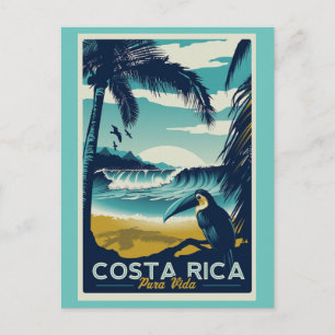 Cartão postal de viagem antigo da Costa Rica
