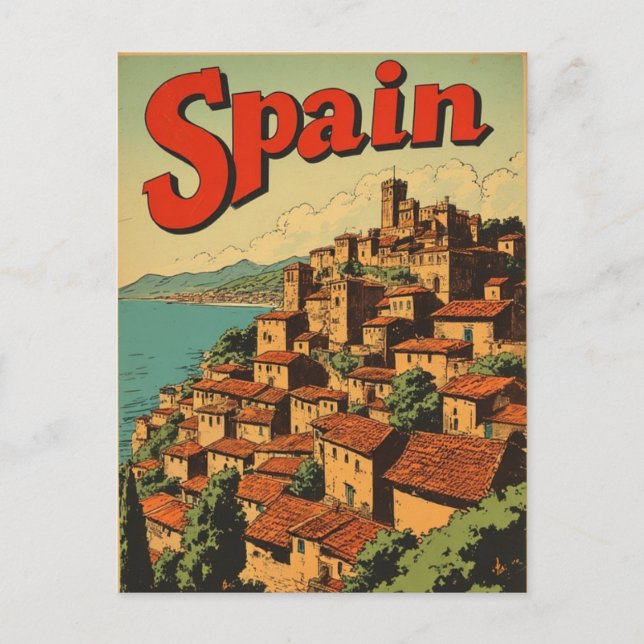 CARTÃO POSTAL DE VIAGEM ANTIGO DA ESPANHA (Frente)