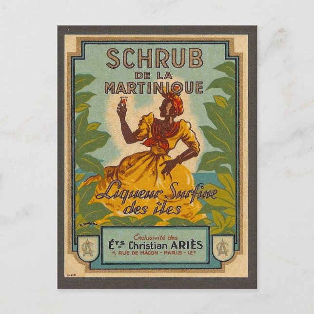 Cartão Postal de Viagem Antigo da Martinica (Frente)