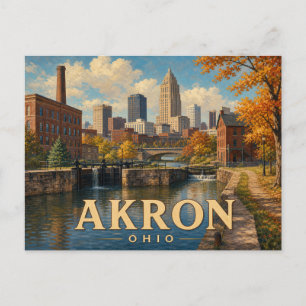 Cartão postal de viagem antigo de Akron Ohio