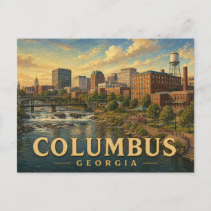 Cartão postal de viagem antigo de Columbus Geórgia
