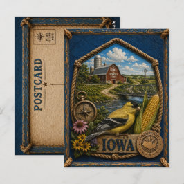 Cartão Postal de Viagem Antigo de Iowa