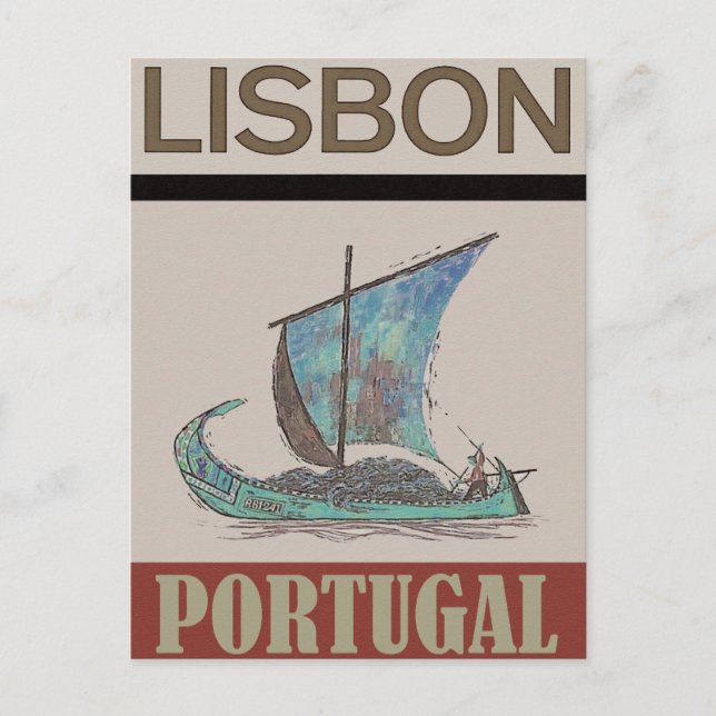 Cartão postal de viagem antigo de Lisboa Portugal (Frente)