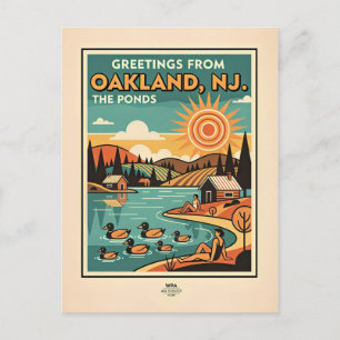 Cartão Postal de Viagem Antigo de Oakland NJ – Déc