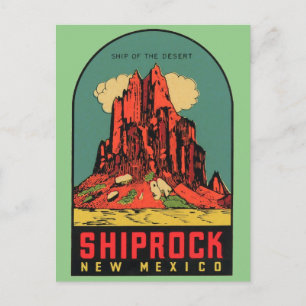 Cartão postal de viagem antigo de Shiprock, Novo M