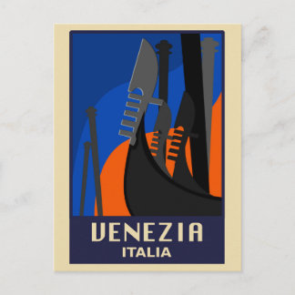 Cartão Postal de Viagem Antigo de Veneza, Itália