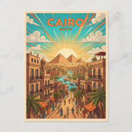 Cartão postal de viagem antigo do Cairo Egito com 