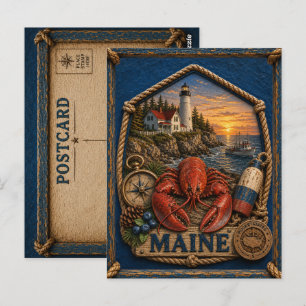 Cartão Postal de Viagem Antigo do Maine