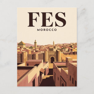Cartão Postal de Viagem Antigo Fes, Marrocos