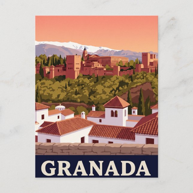 Cartão Postal de Viagem Antigo Granada (Frente)