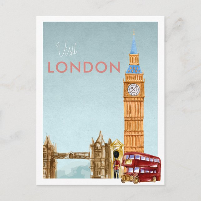 Cartão Postal de Viagem Antigo | Londres (Frente)