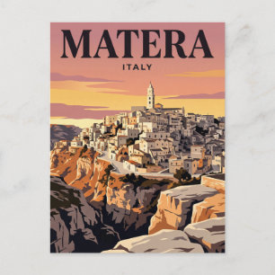 Cartão Postal de Viagem Antigo Matera, Itália