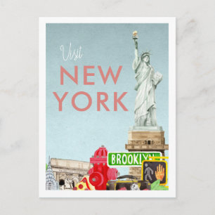 Cartão postal de viagem antigo Nova York