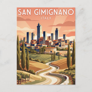 Cartão Postal de Viagem Antigo San Gimignano Itáli
