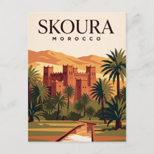 Cartão Postal de Viagem Antigo Skoura Marrocos K