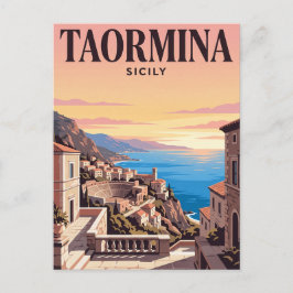 Cartão Postal de Viagem Antigo | Taormina, Itália