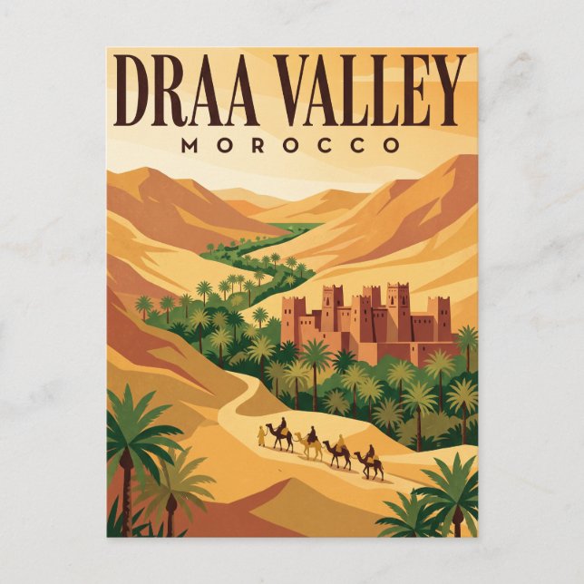 Cartão Postal de Viagem Antigo | Vale do Draa Marr (Frente)