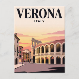 Cartão Postal de Viagem Antigo | Verona, Itália