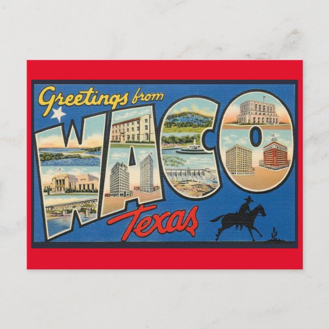 Cartão Postal de Viagem Antigo Waco Texas (Frente)