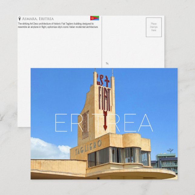 Cartão Postal de Viagem Asmara, Eritreia (Frente/Verso)