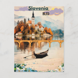 Cartão postal de viagem Bled Eslovênia  Arte, Bled