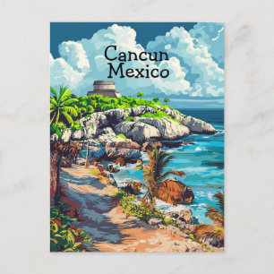 Cartão postal de viagem Cancun México, Arte de Can