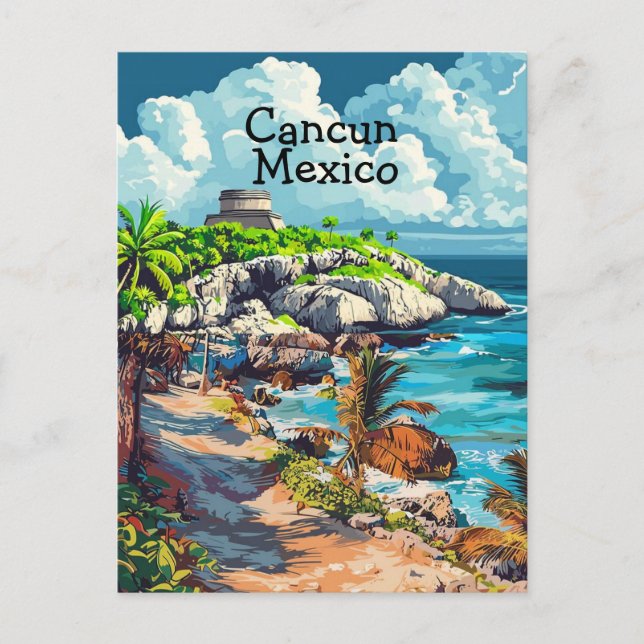Cartão postal de viagem Cancun México, Arte de Can (Frente)