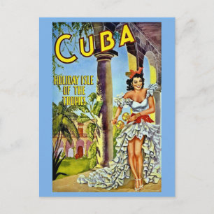 Cartão postal de viagem colorido vintage de Cuba