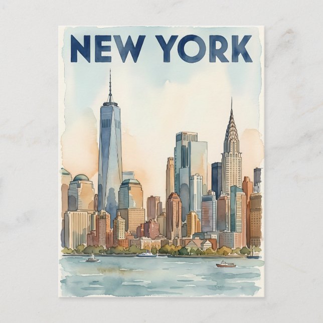 cartão postal de viagem da cidade de Nova York (Frente)