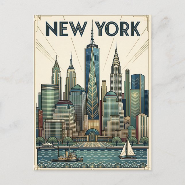 cartão postal de viagem da cidade de Nova York (Frente)