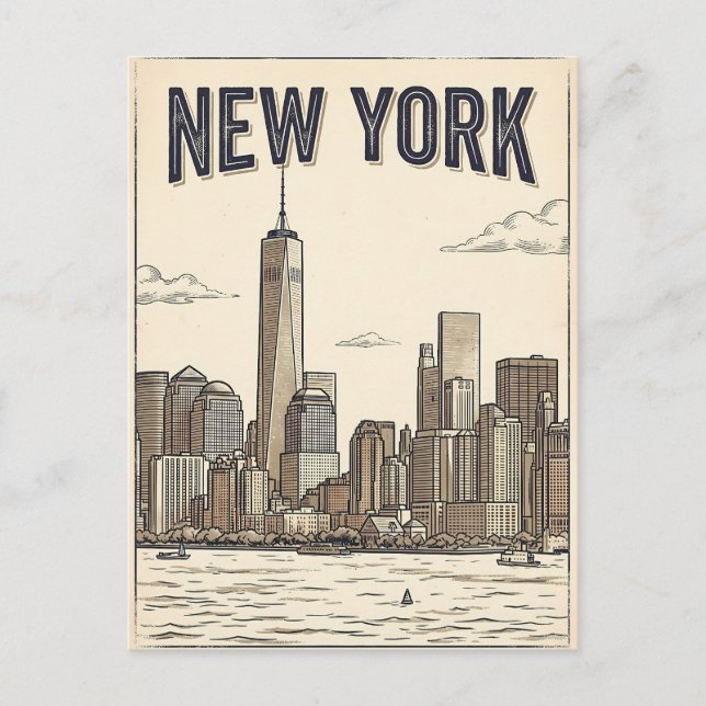 cartão postal de viagem da cidade de Nova York (Frente)