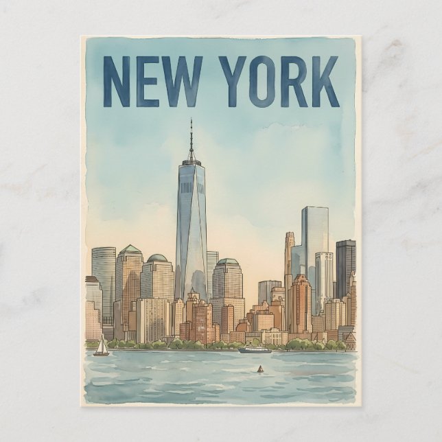 cartão postal de viagem da cidade de Nova York (Frente)