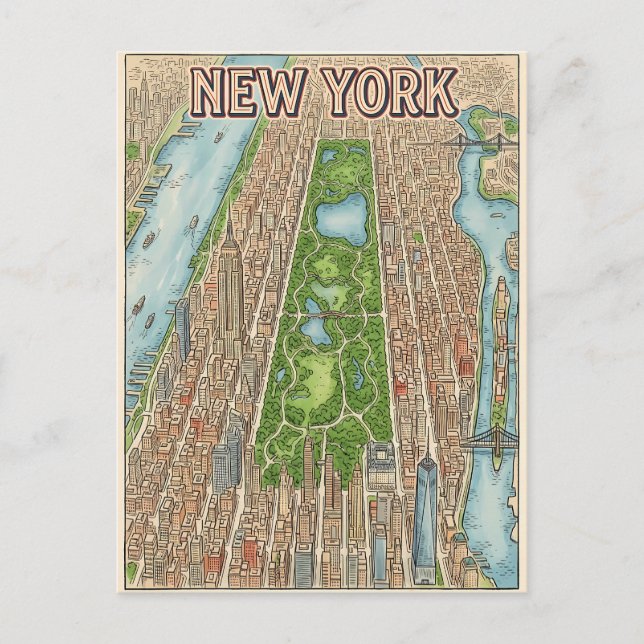 cartão postal de viagem da cidade de Nova York (Frente)