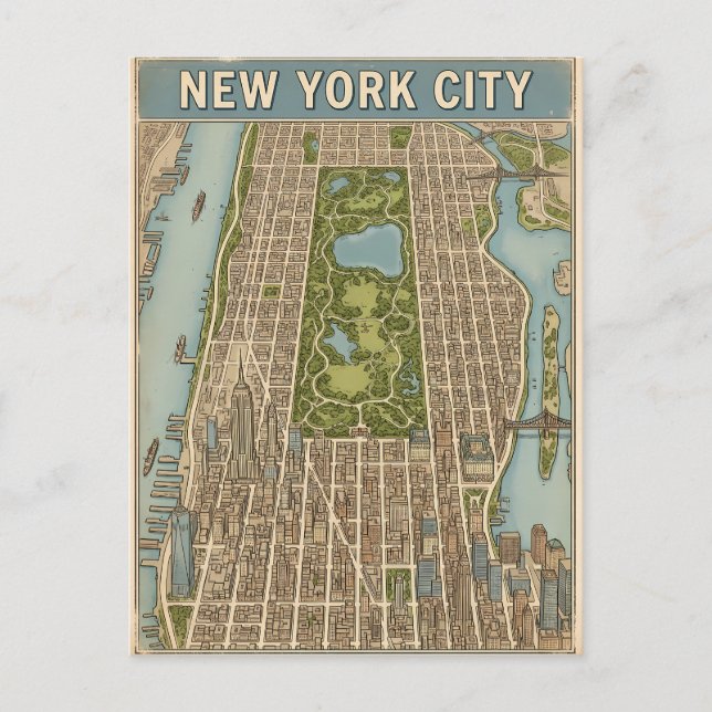 cartão postal de viagem da cidade de Nova York (Frente)