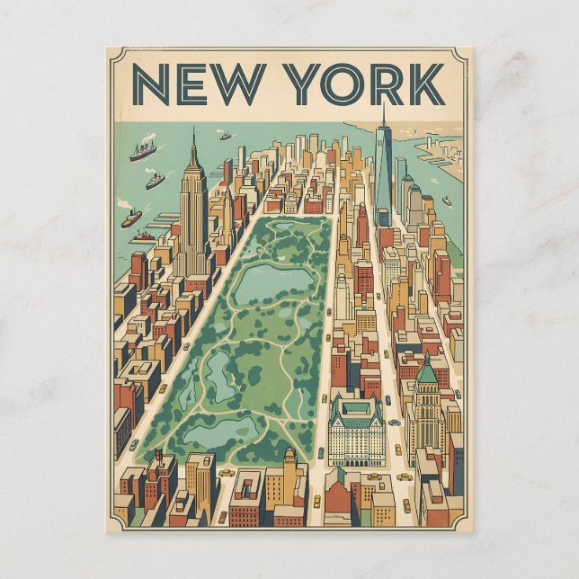 cartão postal de viagem da cidade de Nova York (Frente)