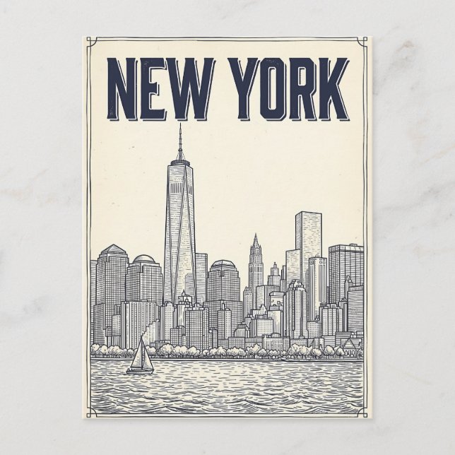 cartão postal de viagem da cidade de Nova York (Frente)
