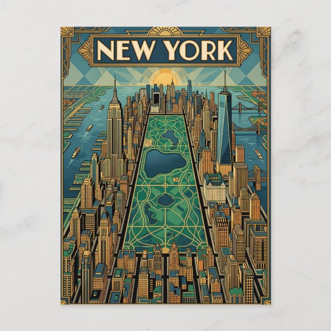 cartão postal de viagem da cidade de Nova York (Frente)
