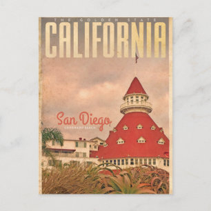 Cartão postal de viagem da praia Coronado Vintage