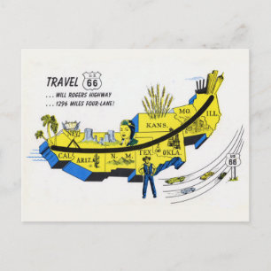 Cartão postal de viagem da rota 66 dos EUA 