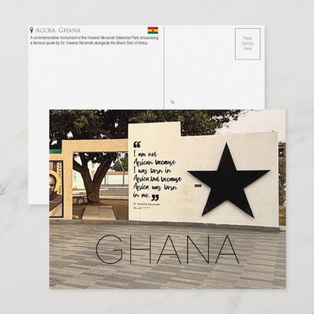 Cartão Postal de Viagem de Acra, Gana (Frente/Verso)