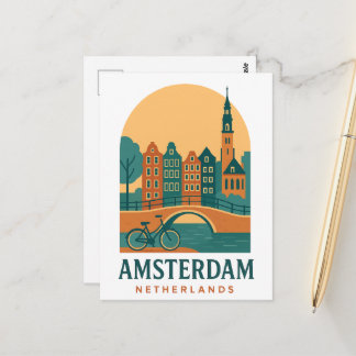 Cartão Postal de Viagem de Amsterdã - Cidade Holan