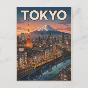 Cartão Postal de Viagem de Anime Antigo de Tóquio