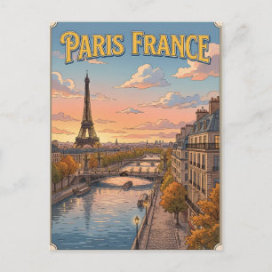 Cartão postal de viagem de anime retrô de Paris Fr