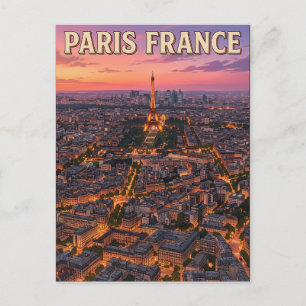 Cartão postal de viagem de anime retrô de Paris Fr