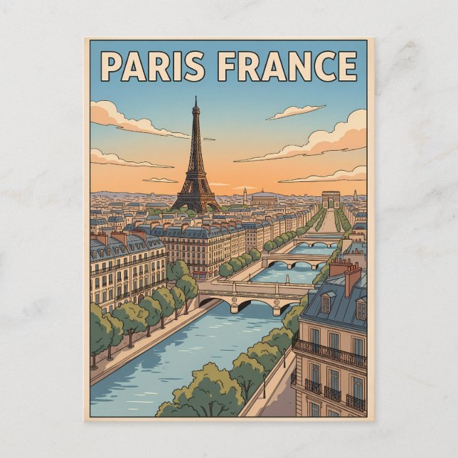 Cartão postal de viagem de anime retrô de Paris Fr (Frente)