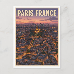 Cartão postal de viagem de anime retrô de Paris Fr