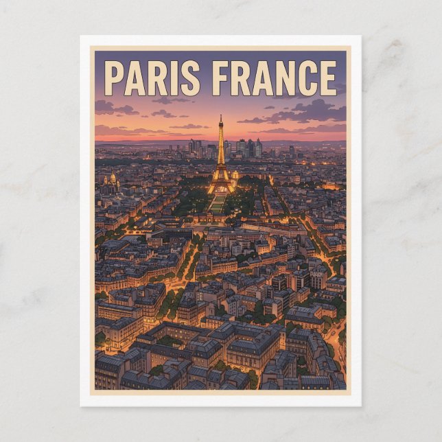 Cartão postal de viagem de anime retrô de Paris Fr (Frente)