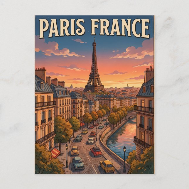 Cartão postal de viagem de anime retrô de Paris Fr (Frente)